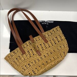 Saint Laurent Tan Woven Tote Bag
